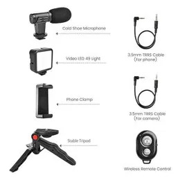 Vlogging Kit with Ball Head | Tripod | Smartphone Holder | Flexible Arm | for Live Streaming and Selfie, Video Recording, Live Video and Audio