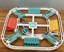 Cloth Drying Hanger Rack with 24 Clip Square Rack