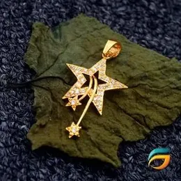 Gold Plated Pendant Medium Star Vaalmiki Pendant With White Stone Fashion Stylish Rich Look Pendant For Women.