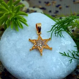 Gold Plated Star Pendant For Ladies With White Stone Pendant For Women.