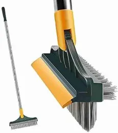 3 in 1 Floor Scrub Brush with Squeegee, 120°Rotating Removable V-Shaped Soft Floor Brush