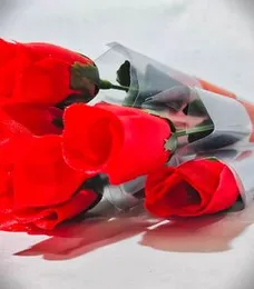 Red rose single Flower with Pack for Gifts / Love Gifts / Anniversary Gifts / Valentine Gifts / Artificial Plastic Red Roses for Gifts With Pack Wrapp