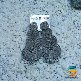 Silver Plated Four Wheel Metal Dangle Earrings With White pearl Drop for Women