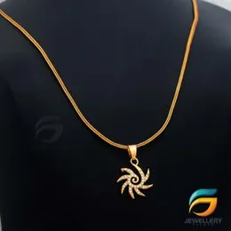 Gold Plated Chain With Pendant 18/24 inch 02MM Fox Chain with Star Sun Theme Pendant Necklace for Ladies & Girl-60cm