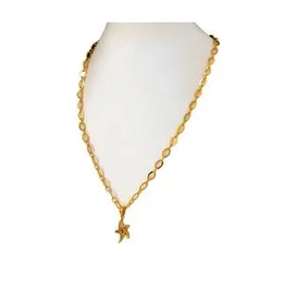 Gold Plated Guaranteed 18/24 inch 04mm Machine Cut Link Chain with "A" Star Pendant Necklace for ladies.
