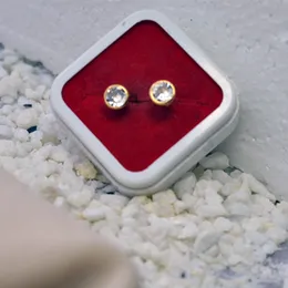 Gold Plated Round Stone Stud Earrings.