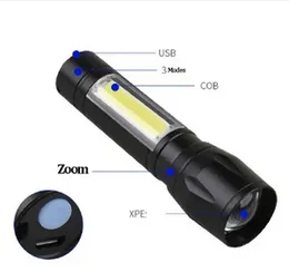 USB Rechargeable COB LED Flashlight | Ultra-Bright Portable Torch
