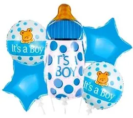 5 Pcs Foil Balloons It"s a Boy - Baby Boy Shower (Blue Feeding Bottle) Party Decorating