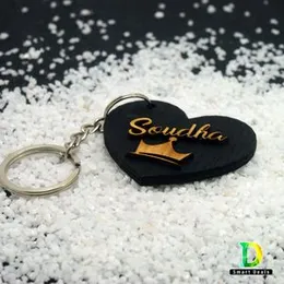 Customized Name Heart Shape Key Tags, King Wishes Key Tags, Personalized Wooden Key Tags, Key Chain, Key Ring Love Gift