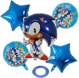 5 Pcs Sonic Game Foil Balloon Pack - Themed Birthday Party Balloons for Kids - Party Decorations Sonic The Hedgehog Design