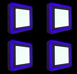 (12+4) 16 Watt LED Side Blue (4W) and White (12W) Square Surface Panel Light Ceiling 3D Effect Lighting (Double Color)