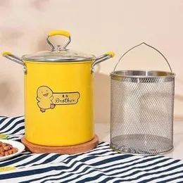 Cooking deep fryer pot with oil filter basket kitchen cook ware