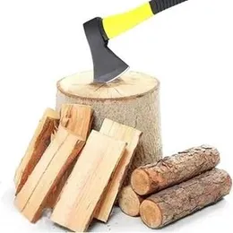 Axe Fiberglass Body Rubberized Handle Wood Cutting Axe, Camping Axe.