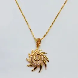 Gold Plated 1mm Box Chain With Sun Design Pendant  For Women.