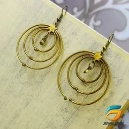 Dull Gold plated Round Earrings Without Stone For Women.