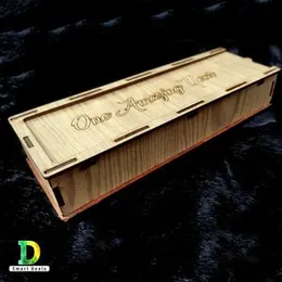 Customized Wooden Stationery Case Hollow Out Boxes Desktop Pencil Storage Organizer with Your Own text