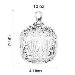 Glass Candy Dishes with Lid Decorative Candy Bowl Crystal Covered Candy Jar for Home Office Desk