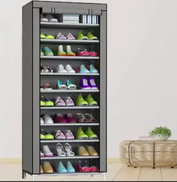 9-Layer Stackable Shoe Storage Shelves – Dustproof Covered Shoe Rack Organizer for Hallway, Bedroom & Closet