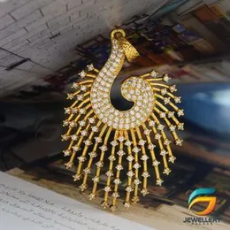 GJP Pendant Stylish Rich Look Good Quality Gold Plated King Size New Hansa Theme Pendant With Stone For Women.