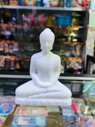 Elegant White Buddha Statue – Peaceful Sitting Pose for Home, Office & Car Dashboard