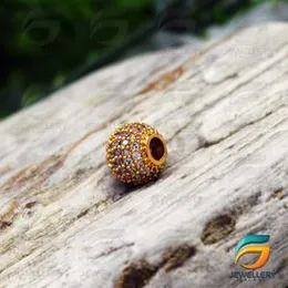 Altın Rengi Kaplama Kaplamalı Gerçek CZ Metal Bakır Yuvarlak dağınık boncuklar DIY Takı Yapımı 20 adet lot başınPendant for Women