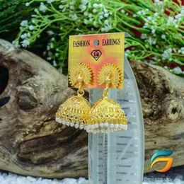 Gold Plated Earring Gold Tone Tassel Bridal Fashion Peacock Earring Jhumka Jhumki Earring With White Pearl Drop for Women.