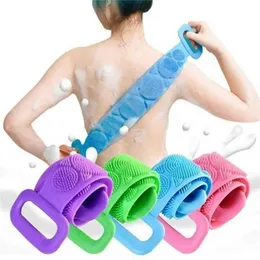 Silica gel Bath brush Towel two stop scrubbing belt body Scrub Silicone Back Scrubber for Shower Soft Rubbing Massage Bubble with Body Cleaner and Sha