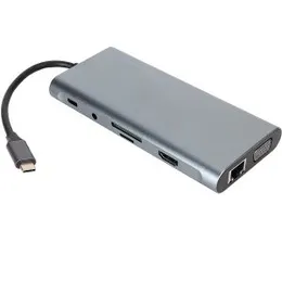 11 in 1 Type-C Hub Docking Station USB C Hub 4K 30Hz Type-C to HDTV Compatible USB 3.0 Adapter