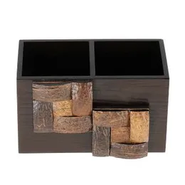 COCKTAIL Fancy Wooden MDF Spoon Holder with 2 Sections | Cutlery Stand for Dining Table and Kitchen | Multifunctional Organizer Stand | Tableware Stor