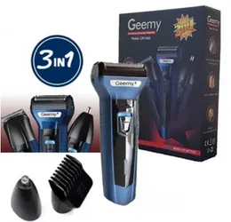 Geemy GM-566 3-in-1 Rechargeable Shaver Hair Clipper Hair Trimmer and Nose Trimmer Set – Multi-Functional Grooming Kit for Men