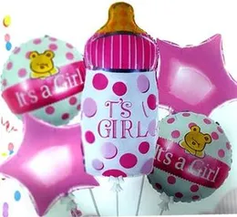 5 Pcs Foil Balloons It"s a Girl - Baby Girl Shower (Pink Feeding Bottle) Party