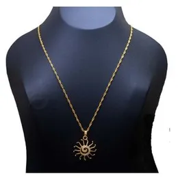Gold Plated Guaranteed 18/24 inch Karali / Disco Chain with Medium Derana Sun Pendant Necklace for Ladies.
