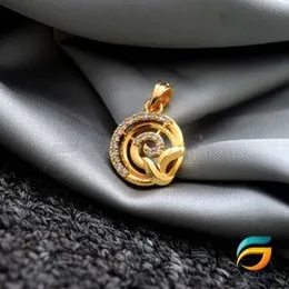 Gold Plated Pendant Derana Theme For Ladies With White Stone Fashion Stylish Rich Look Pendant For Women.