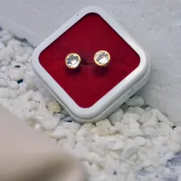 Gold Plated Round Stone Stud Earrings.