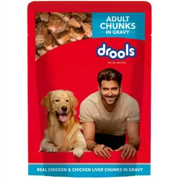 Drools Adult Wet Dog Food 150g Pouch Real Chicken and Chicken Liver Chunks in Gravy