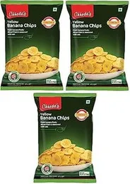Chheda's yellow Banana chips Trio Pack 3 Pack (170gx3) | authentic indian namkeen | Yellow Plantain Chips. FROM DUBAI (SAM)