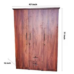 3 door, Melamine Cupboard /Almari (6x4 Fit) , Tow Loker , drack brown, - 5 year warranty