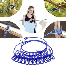12 clips retractable laundry dryer clothes rope drying rack cloth hanging line for outdoor