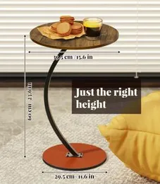 Living room coffee table, circular side table, small coffee table: C-shaped wooden sofa table, suitable for living room, bedroom, and small spaces
