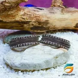 Silver Plated Traditional Antique Look Spring Design Stylish Fancy Bangle with White Stone for Girl & Women.