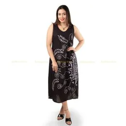 Light Cyan Blue with Black Batik Dress