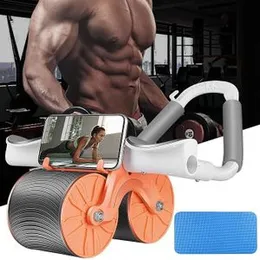 Ab Roller Wheel Exercise with Elbow Support, Automatic Rebound Abdominal Wheel, Plank Abs Roller Workout for Home Gym Fitness, Double Wheel Ab Roller