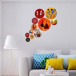 Shri Kanth Art Dancing Design Wooden Wall Hanging Decoration Item for Home|Office|Gift|Living Room|Bedroom|Wall Decoration |Pack of 11 (Multicolor)