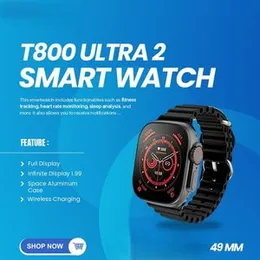 T800 Ultra 2 Smart Watch – 1.99" HD Touchscreen, Wireless Charging & IP67 Waterproof