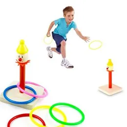 Ring Toss Clown Ferrule Ring Toss Game Wooden Throwing a Ring Toy with 5 Color Plastic Rings for Kids & Adults Indoor or Outdoor Family Fun