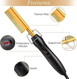 Electric Hot Comb Hair Straightener – 450°F High-Heat Ceramic Pressing Comb with Anti-Scald Case, Dual Voltage & 60-Min Auto Shut-Off for Black Hair &