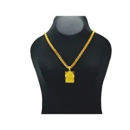 Gold Plated 24Inch Long 6MM Double Albert Chain with Box Ancor pendent for Women.