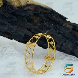 Gold Plated Guarantee Link Big Lock Leaf Design Bangle for Women With Stone Fashion Jewelry Gift.