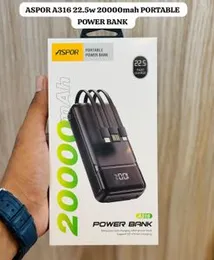 Aspor A316 20000mAh 22.5W Portable Power Bank.