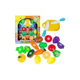 Kids Toy Set of Velcro Fruit and Vegetable Cutting Board with Knife and Board (0343)